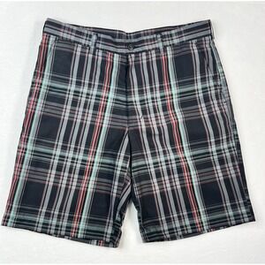 PGA Tour Pro Series Mens Size 34 Black Plaid Chino Golf Shorts